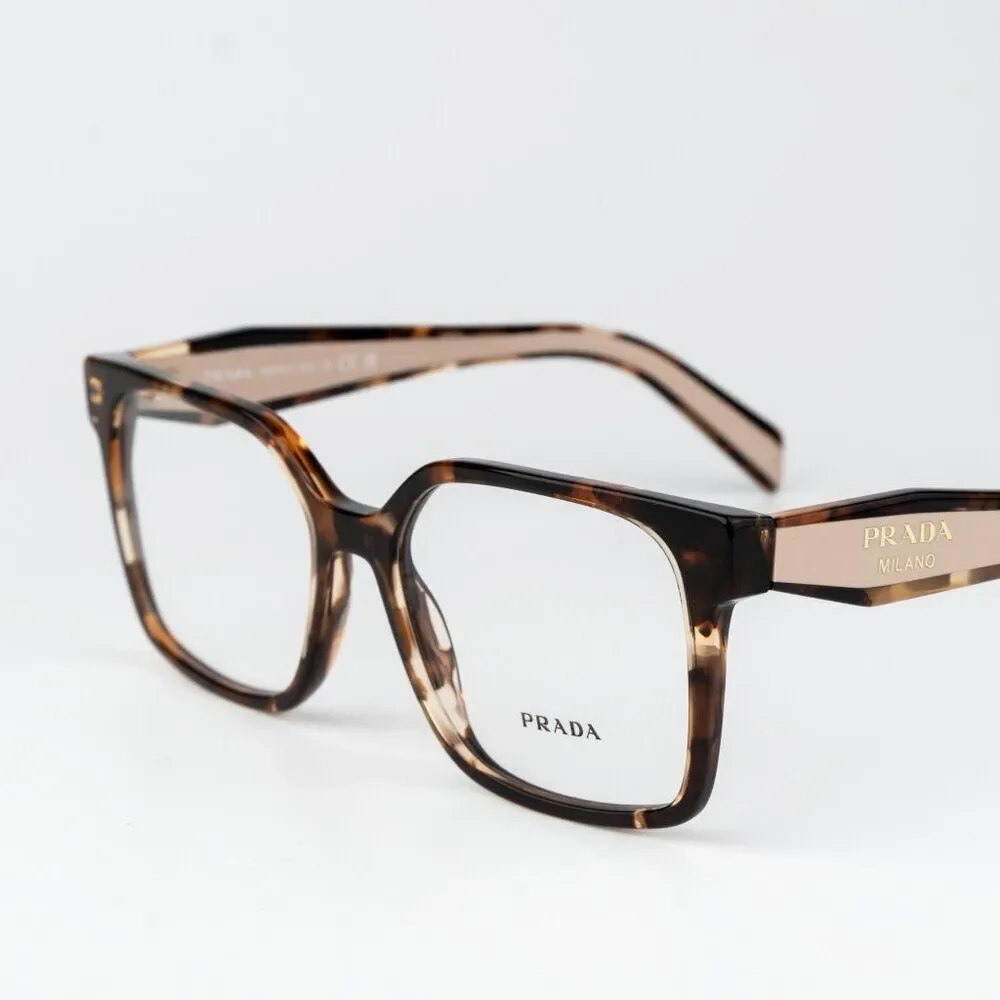 Prada Women Eyeglasses Havana Caramel Square PRB03V 07R1O1 NEW AUTHENTIC
